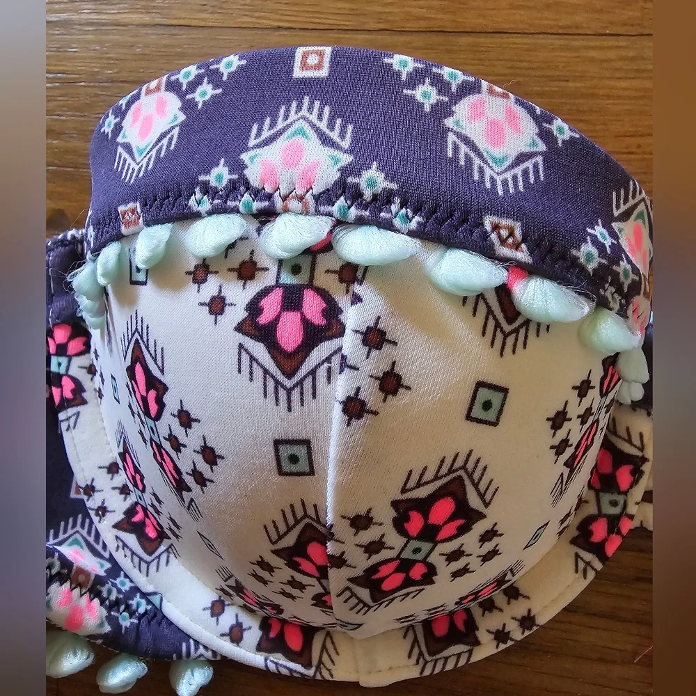 Victoria's Secret Bandeau Tassel Purple Print Bikini Swim Top Bra Size 32C NWOT - Picture 7 of 12